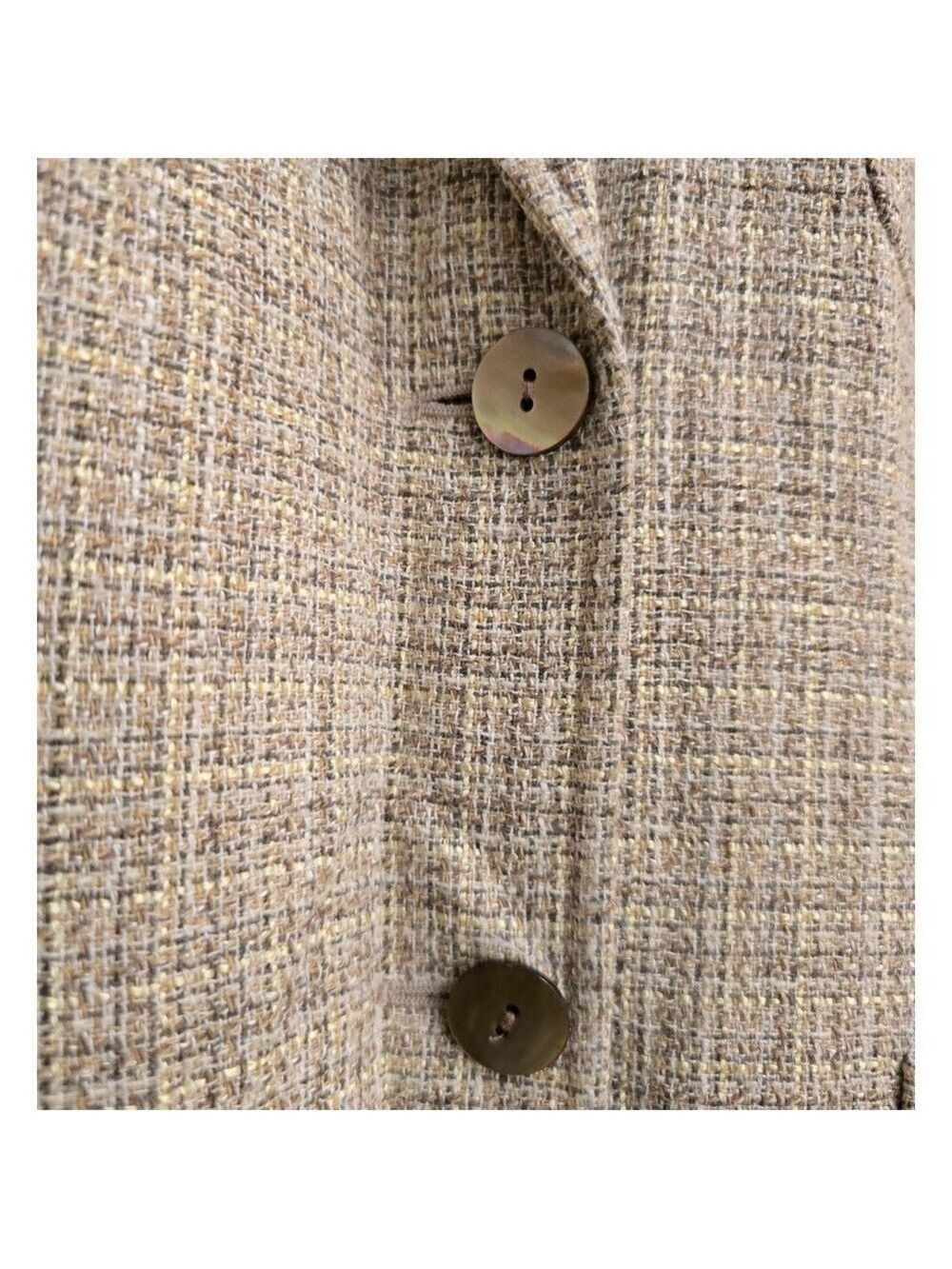 Talbots Vintage Tweed Linen Blend Peak Lapel Single Breasted Blazer Sz 8 - Picture 3 of 14